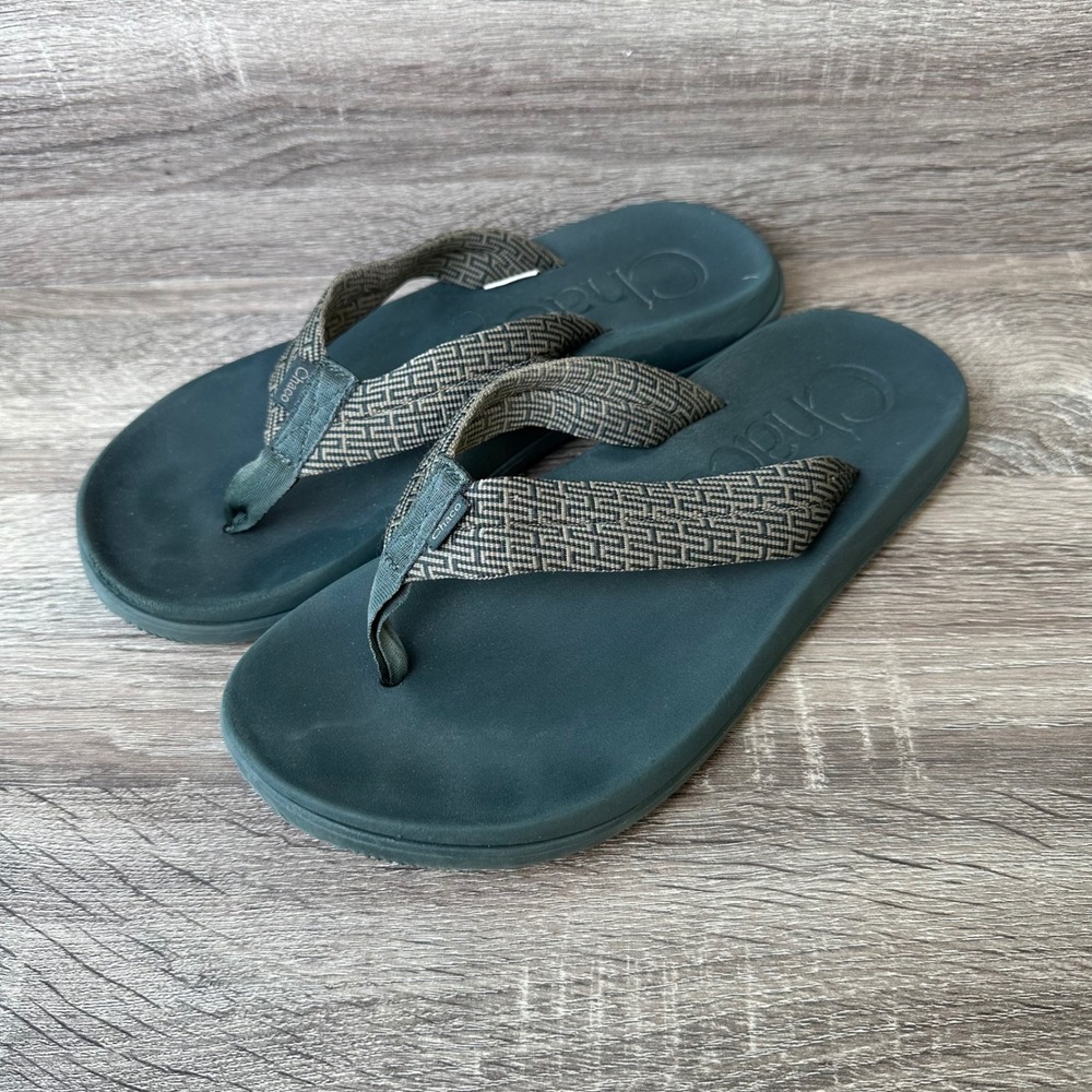 Chaco Chillos Flip Sandals Mens 8 Dark Green Grey Geometric Straps JCH108655